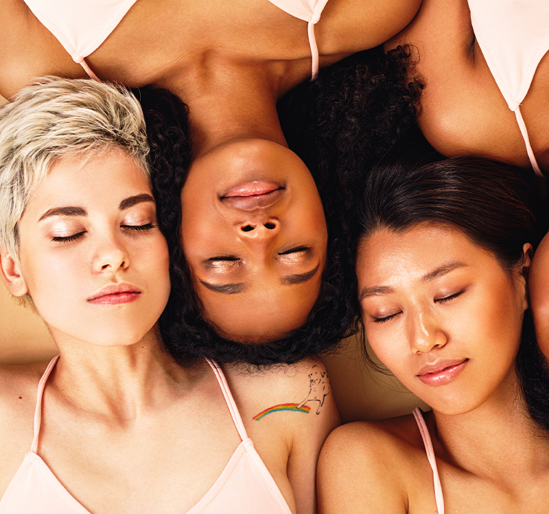 Three female models showing her glow face